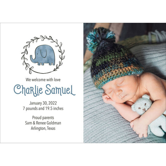 Elephant Photo Birth Announcements